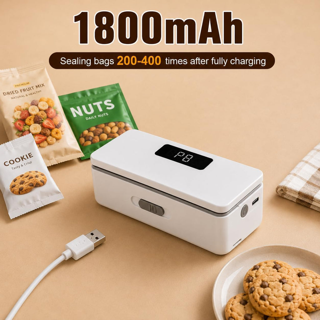 Upgrade Your Kitchen with the Mini Bag Sealer: 8 Adjustable Levels, Rechargeable & Portable for Perfectly Sealed Snacks and Food Bags!
